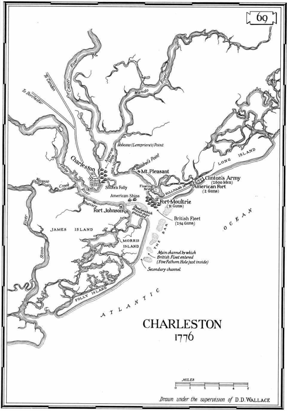 1776 Charleston South Carolina map from Revolutionary War