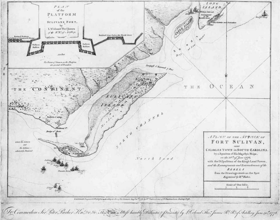 1776 Charleston SC map when England was defeated in 1776