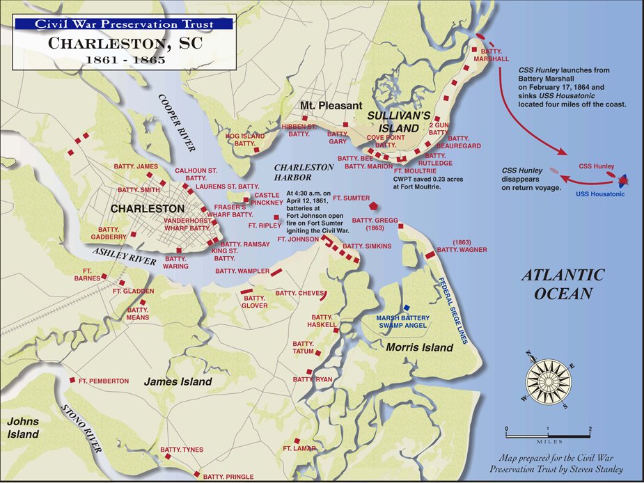 Charleston South Carolina Civil War defenses from 1861-1865