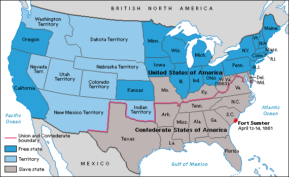 civil war map. Big Civil War map of