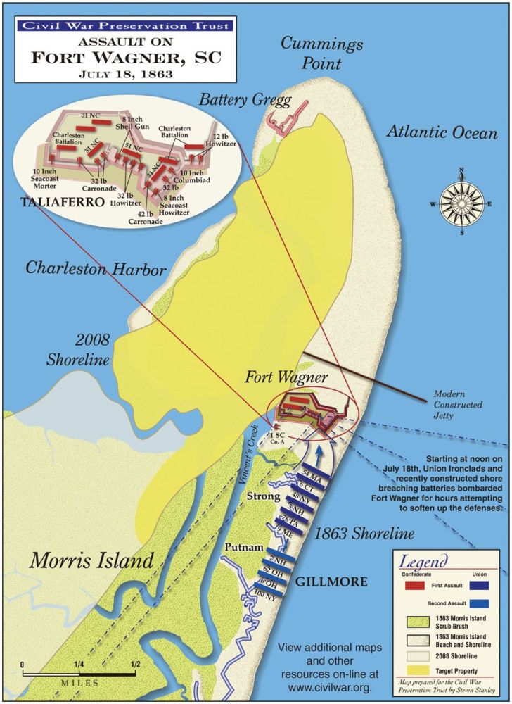 Battle by 54th Massachusetts at Fort Wagner on Morris Island